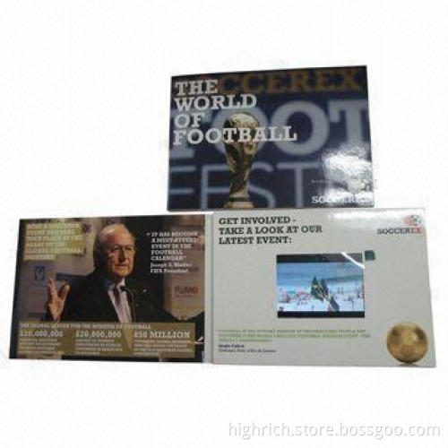 3.5-inch LCD Video in Print Video Greeting Cards for Sports Advertising and 2GB Capacity
